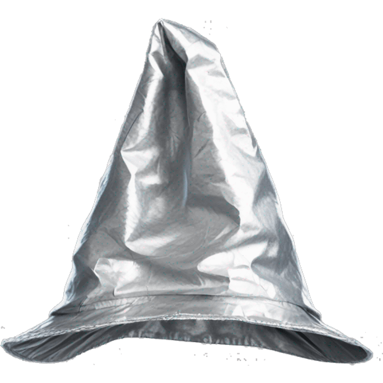 pointy crinkled tinfoil hat with thin chin straps  emoji