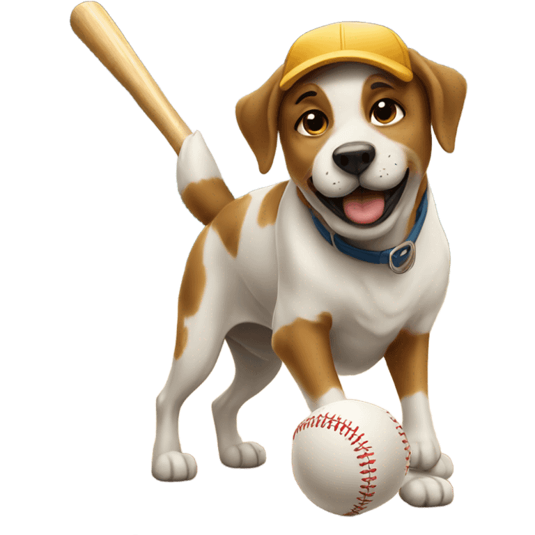 Dog playing baseball emoji