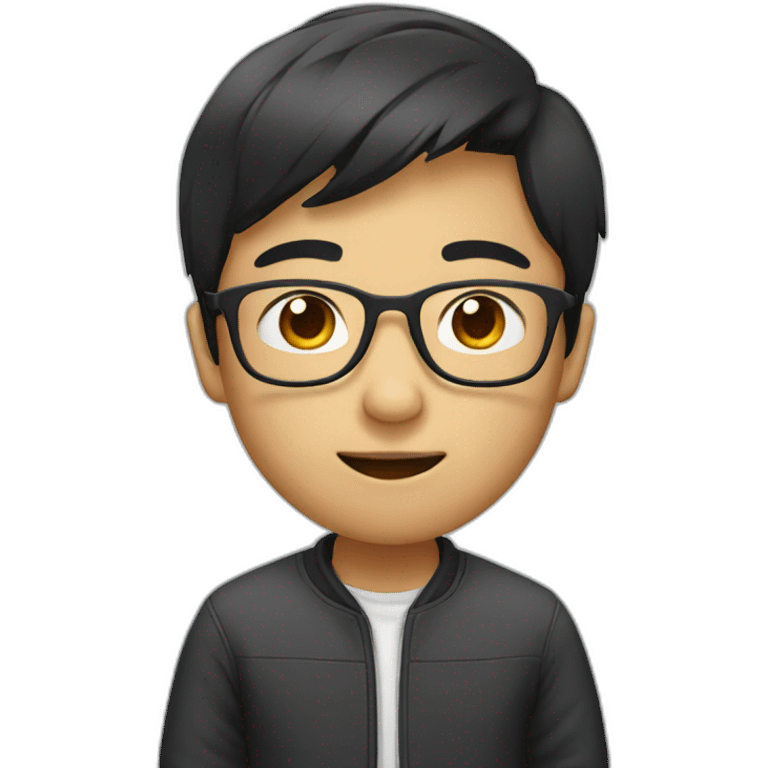 asian boy wearing glasses emoji