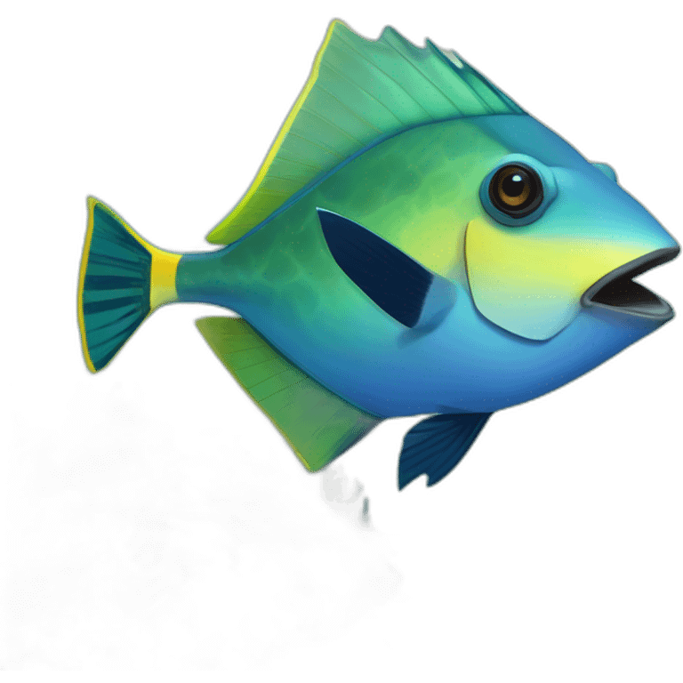 Hawaiian Reef Triggerfish with oval-shaped body, vibrant grayish-blue body alternating in shades of blue, green, white with a long, pointed snout. emoji