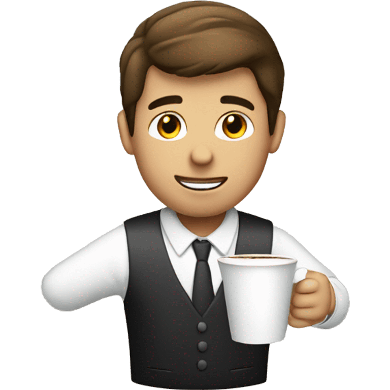 male in white collared shirt drinking coffee emoji