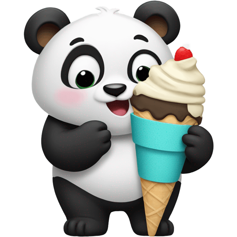 Panda eating ice cream emoji