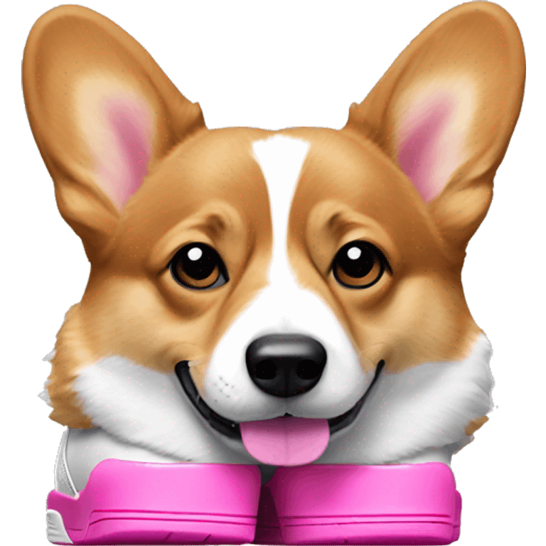 corgi with pink air jordan 4 shoes emoji