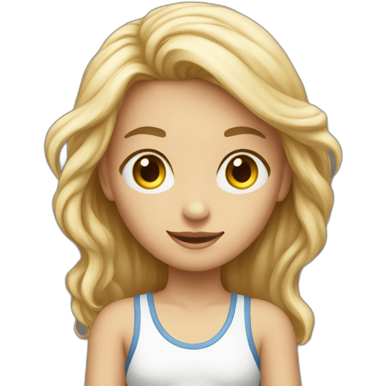 a white young girl with a ball in full growth emoji