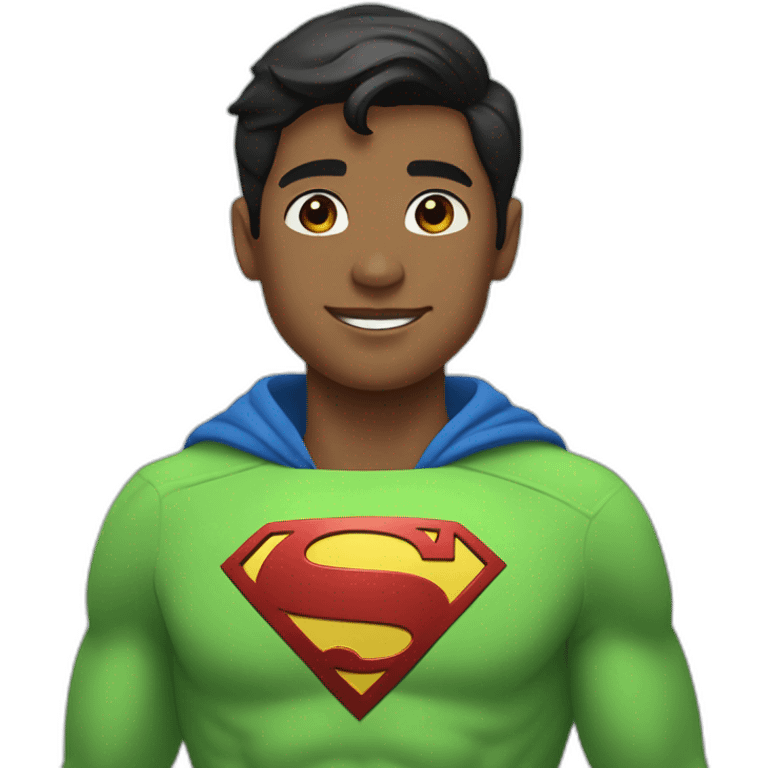 A Superman-like young person wears spring green clothes emoji