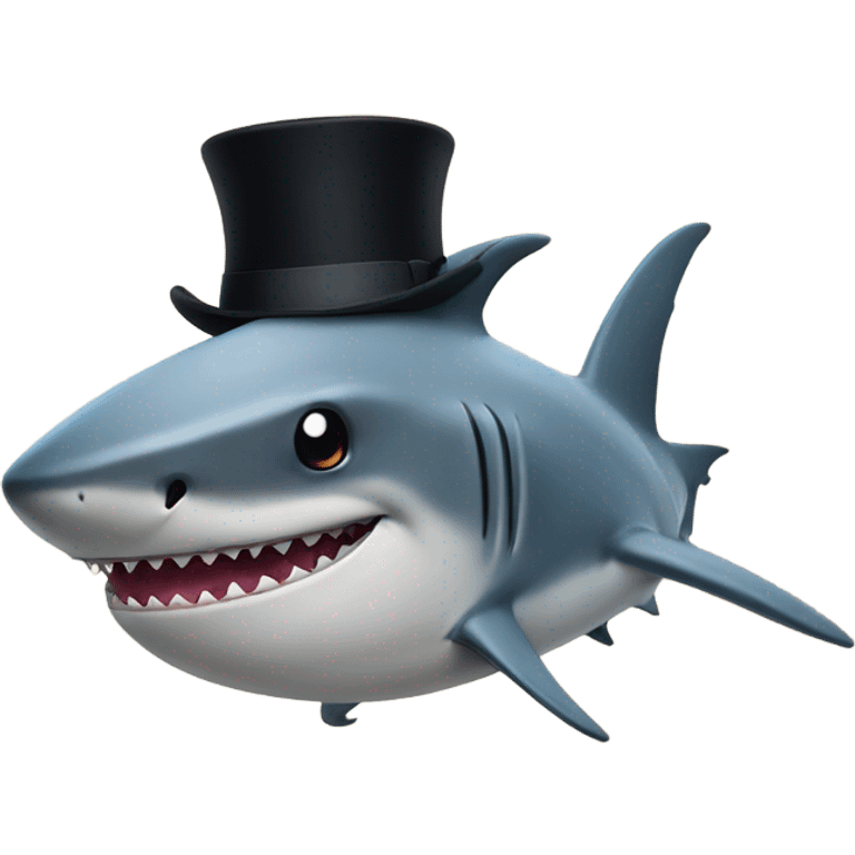 Shark with a top hat emoji