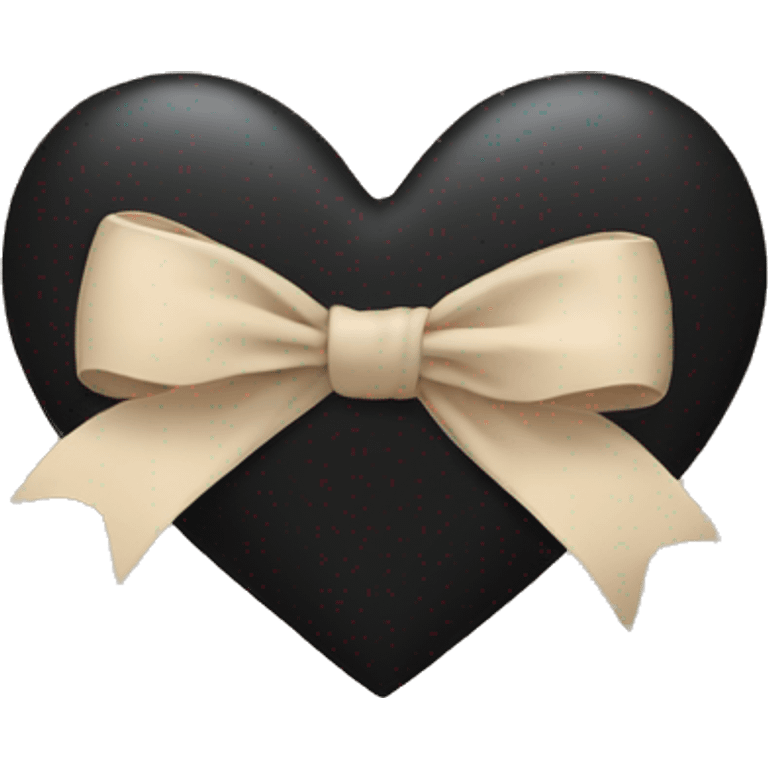 black heart with beige bow emoji