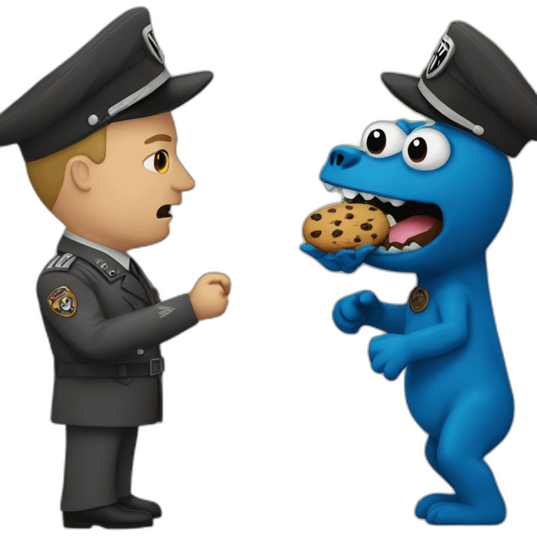 Hitler fighting cookie-monster emoji