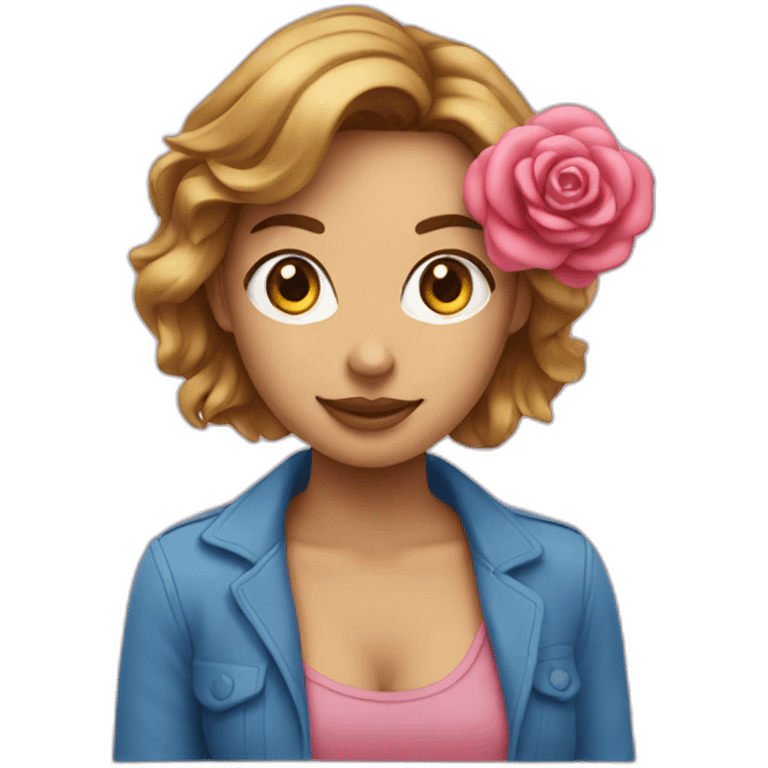 Femme qui porte un string rose et bleu emoji