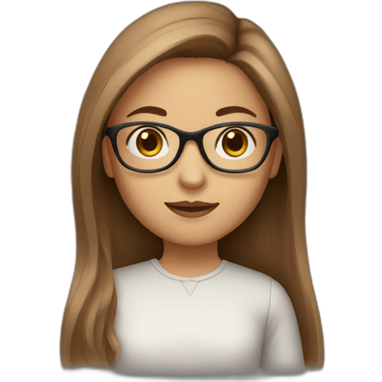 girl with brown long hair and transparent glasses emoji