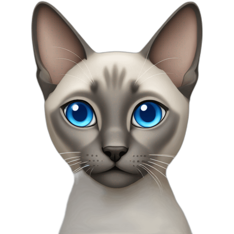 grey siamese cat with blue squint eyes emoji