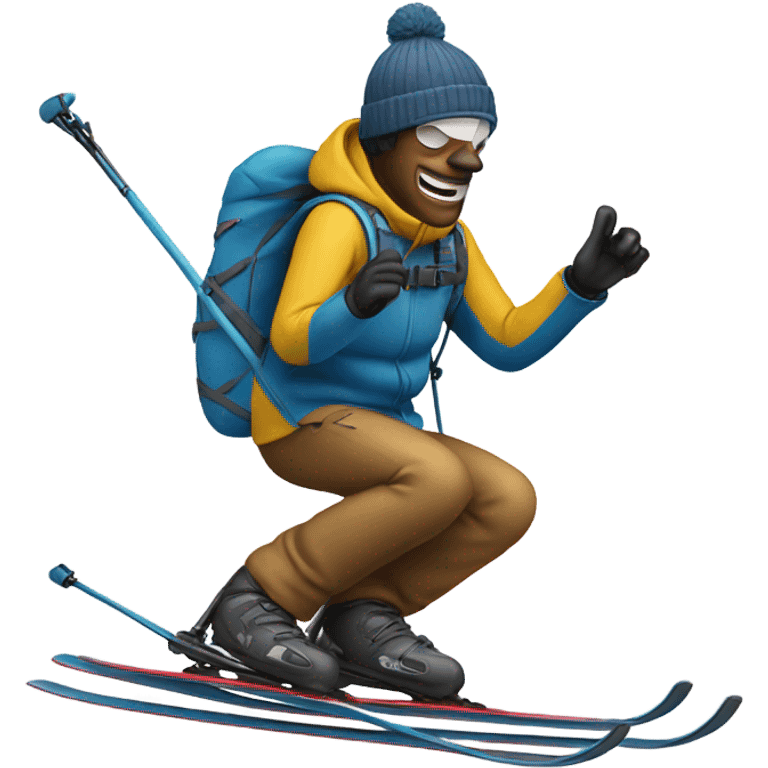 Man skiing while smelling smelling salts  emoji