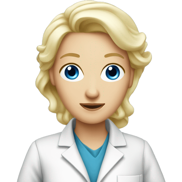 Blonde blue eyes Women scientist holding flask emoji