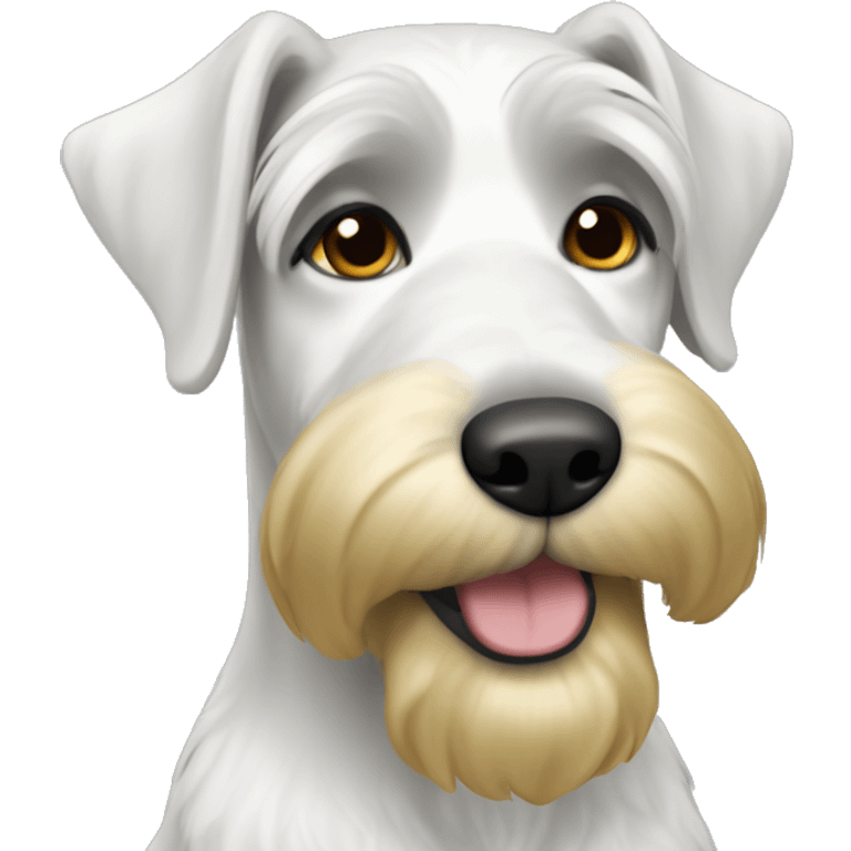 White with light gray and gold mustache Schnauzeremoji emoji