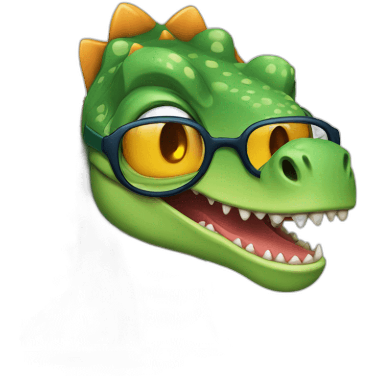 dinosaurio con lentes y Cara preocupada emoji