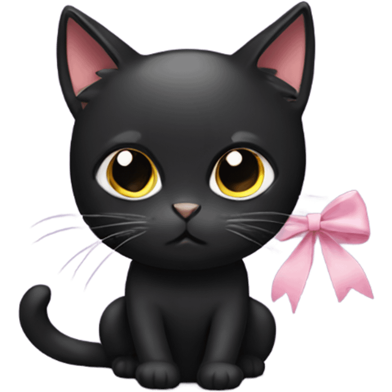 Black cat with bow emoji