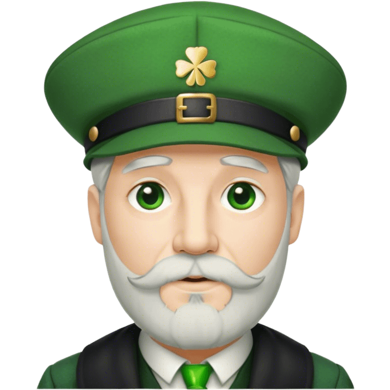 Tall grey haired man with goatee wearing a green peaky hat and kilt st. Patrick’s Day emoji