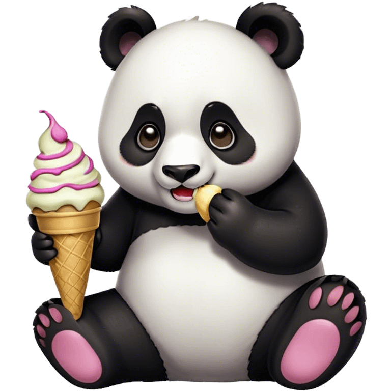 Panda eating ice cream emoji