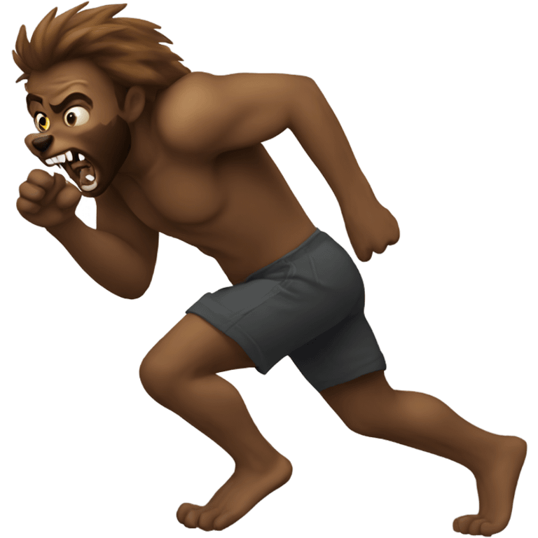 Human running on all fours pretending to be a werewolf emoji