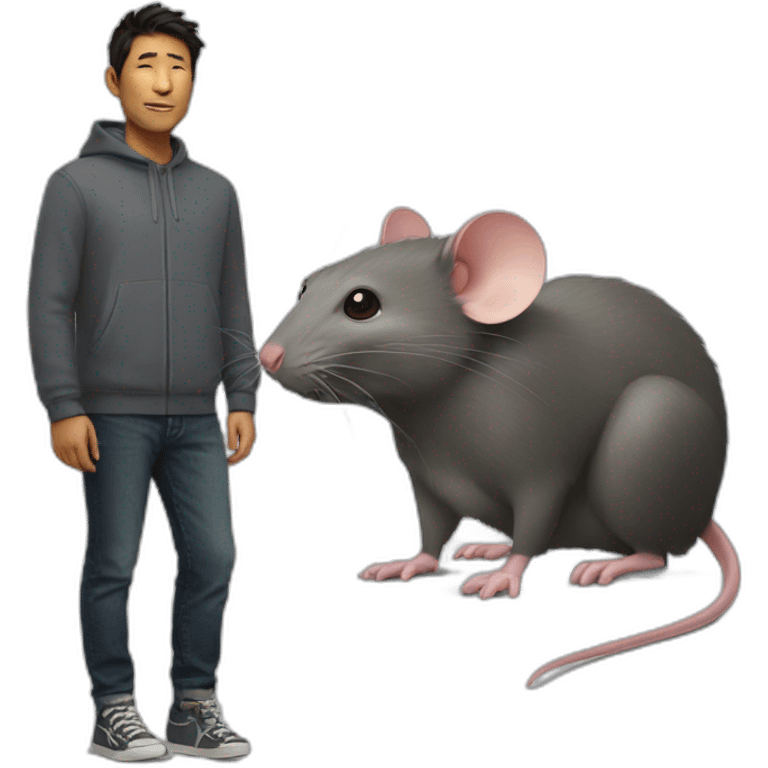 huge rat next to a small person emoji