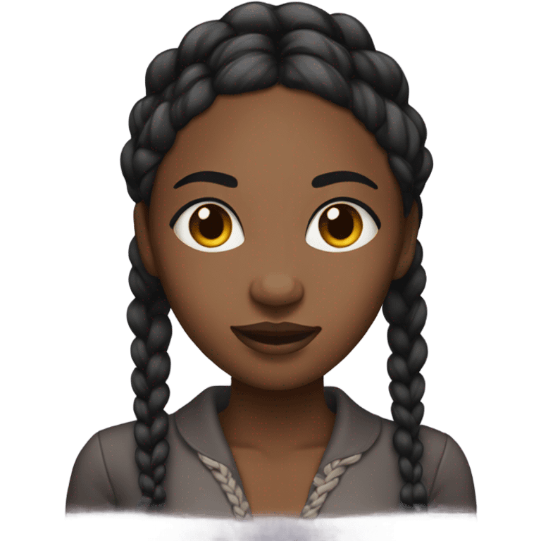 black woman with knotless braids and lashes emoji