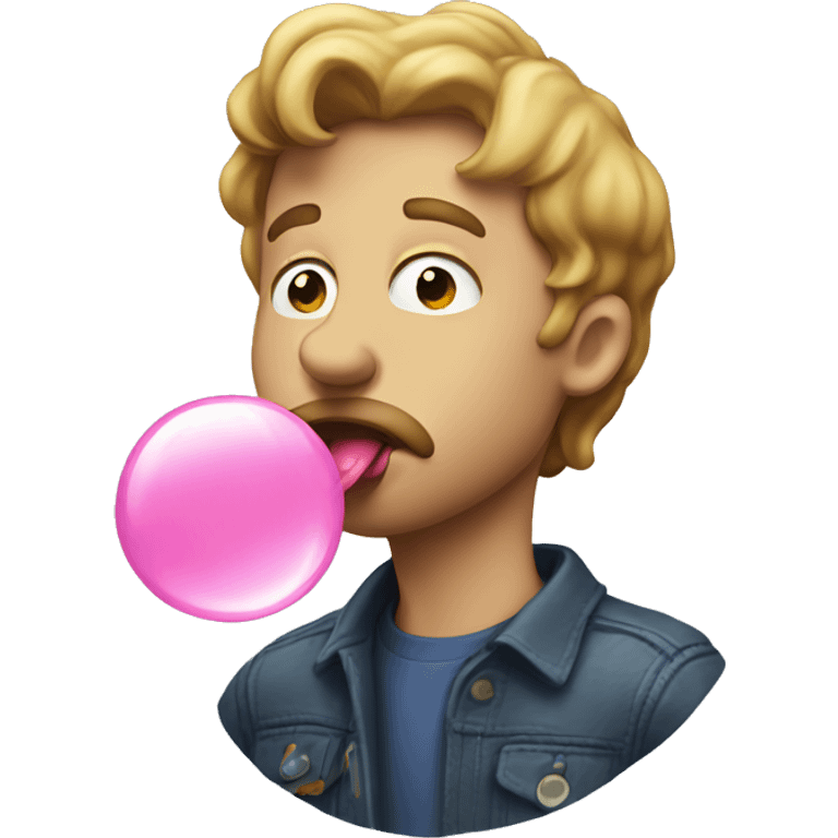 White man blowing bubble gum emoji