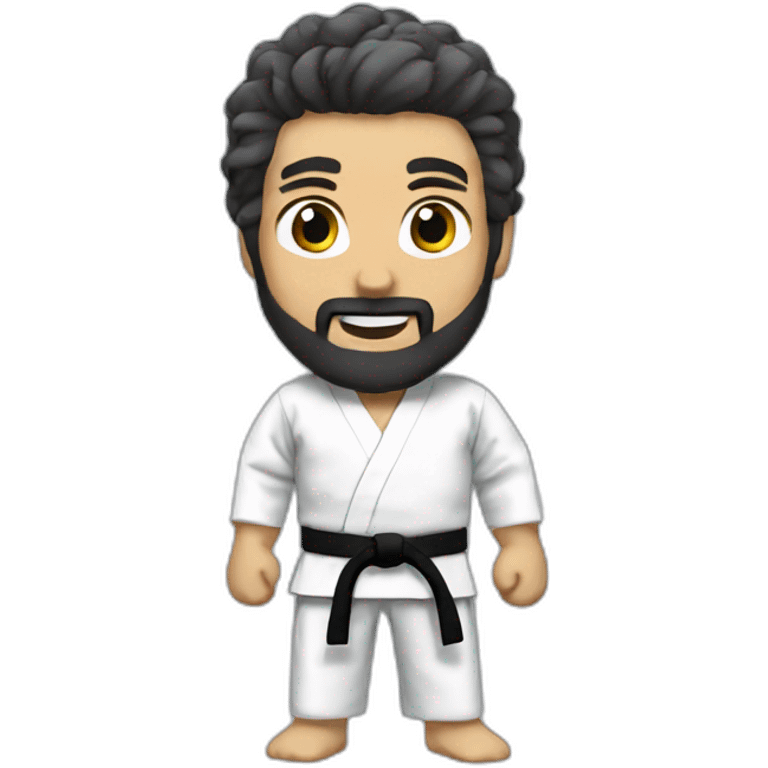 Karate blue belt with gi wi hair and beard emoji