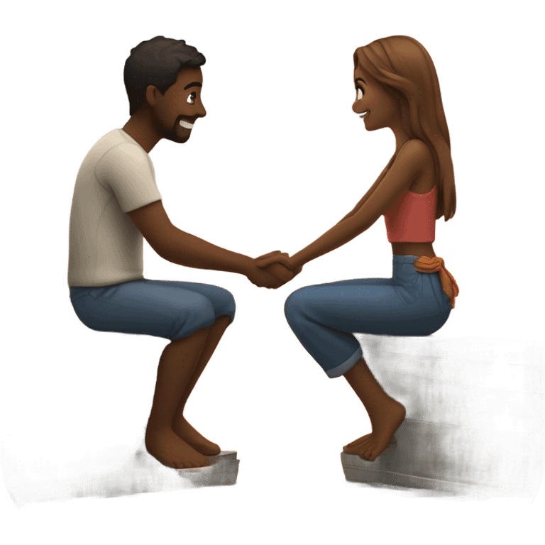 Couple getting engaged over a sunset on a boat emoji