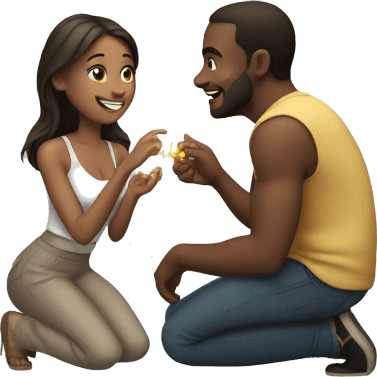 A man proposes to a girl emoji