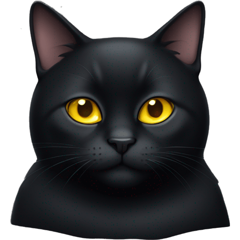 Fat black cat with yellow eyes  emoji