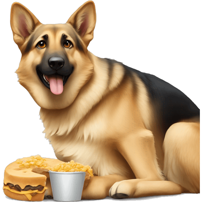 German Sheppard eating popp emoji