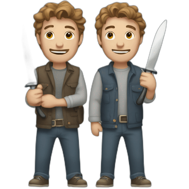 billy and stu holding knives emoji