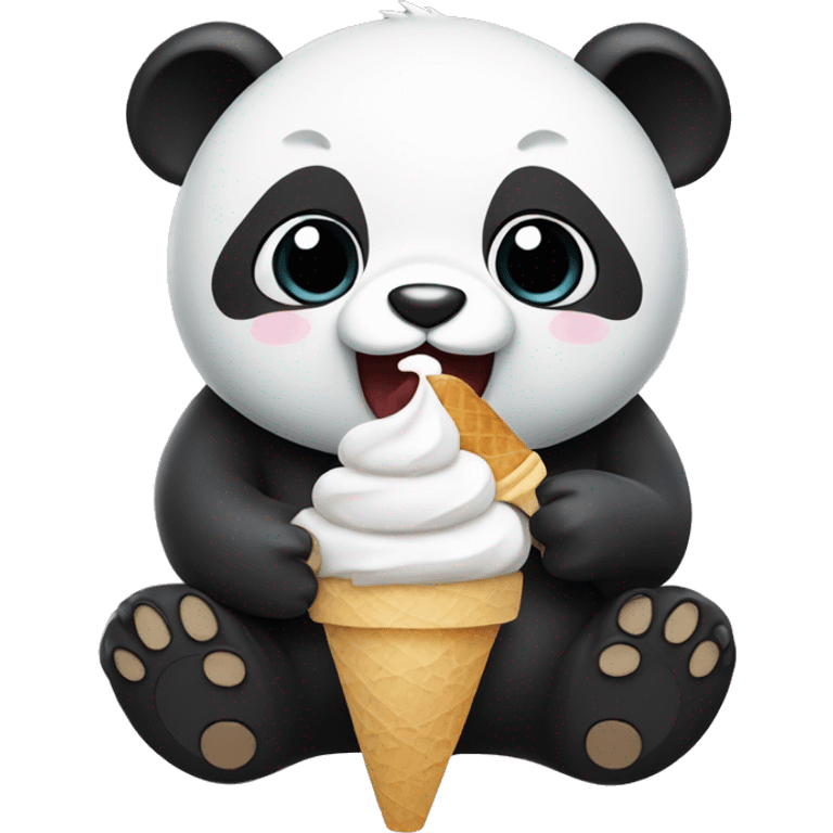 Panda eating ice cream emoji