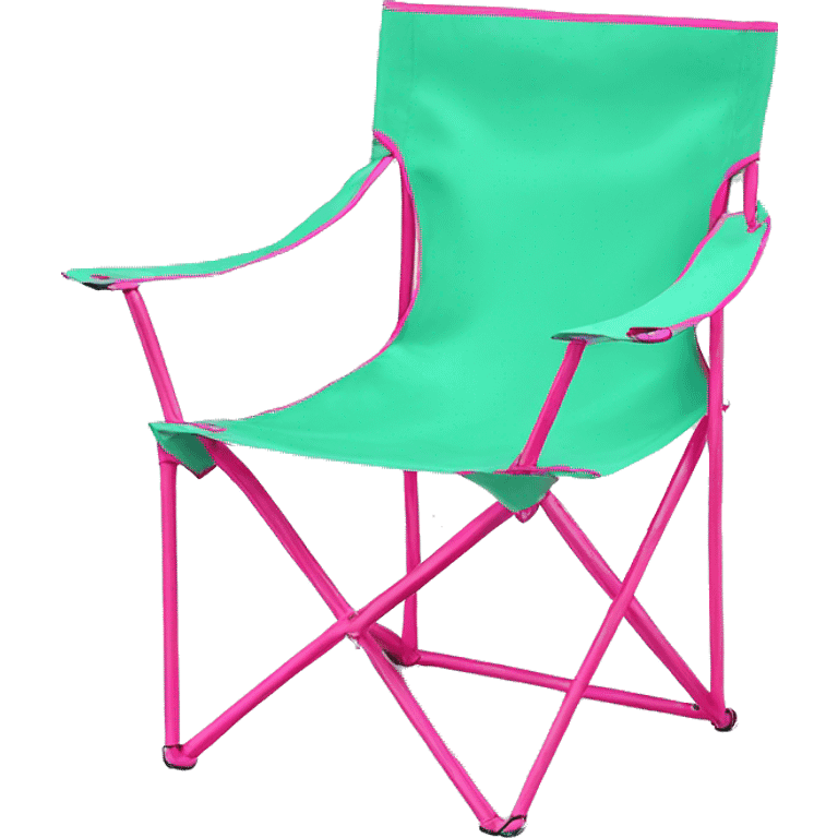 Realistic mint green and hot pink folding outdoor chair. emoji