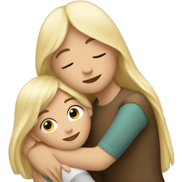 brunette girl hugs blonde  emoji