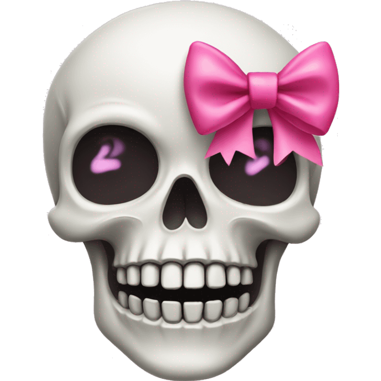 Emoji skull with a pink bow emoji