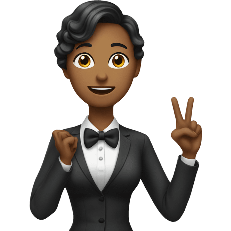 Women saying bow tie in asl emoji