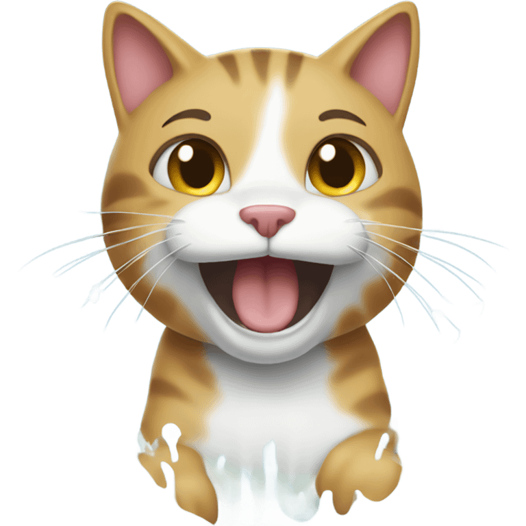 Happy cat getting a shower emoji