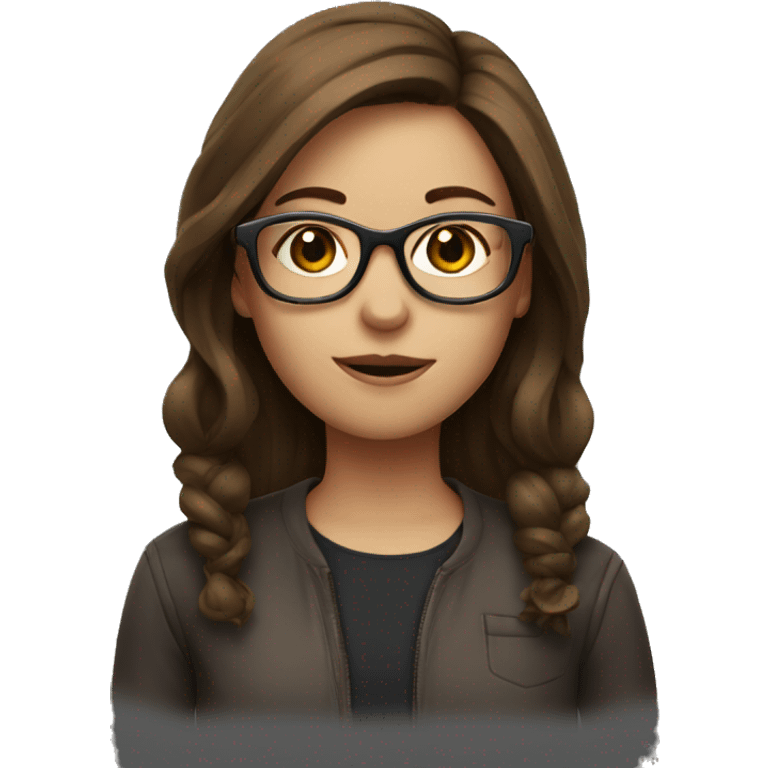 Girl with glasses with brown hair and cigarette emoji