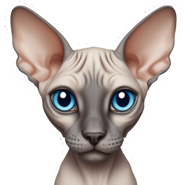 Sphynx cat , big ears, siamese colour , thin , blue eyes  emoji