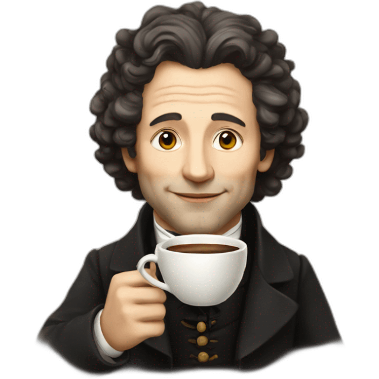 pushkin with a cup of coffee in his hands emoji