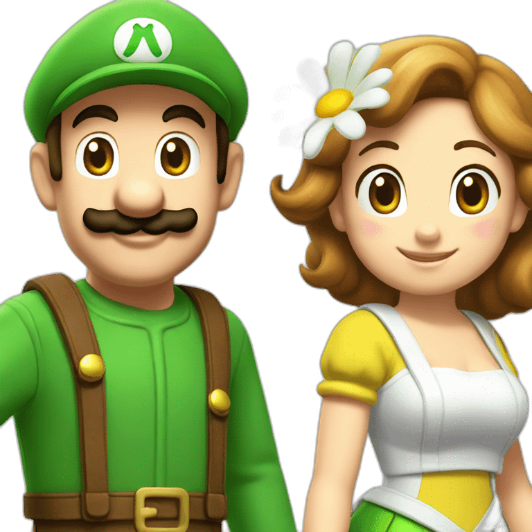 Luigi and Daisy from Mario Bross, couple, love emoji