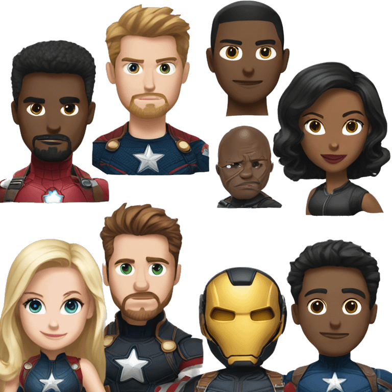 Create the main characters of the marvel avengers with a twinking eye  emoji