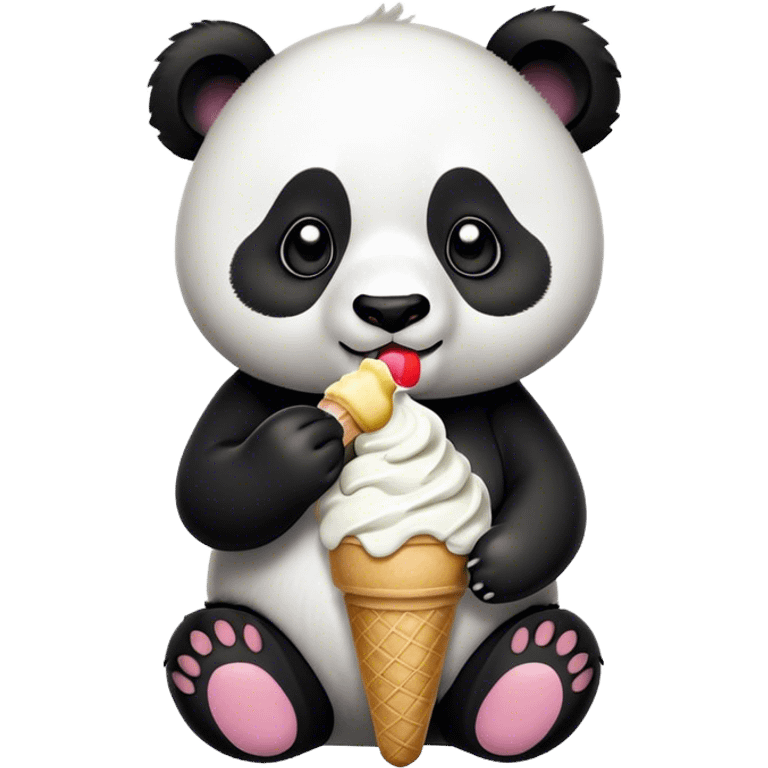 Panda eating ice cream emoji