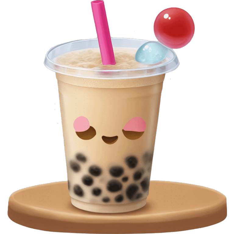 Bubble tea with ice and a clear straw beige emoji