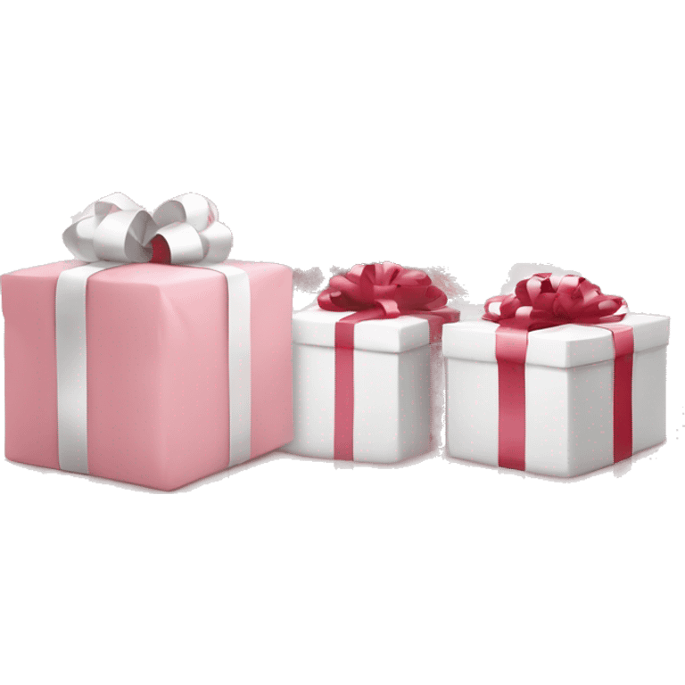 Light pink Christmas gifts under a white Christmas tree  emoji