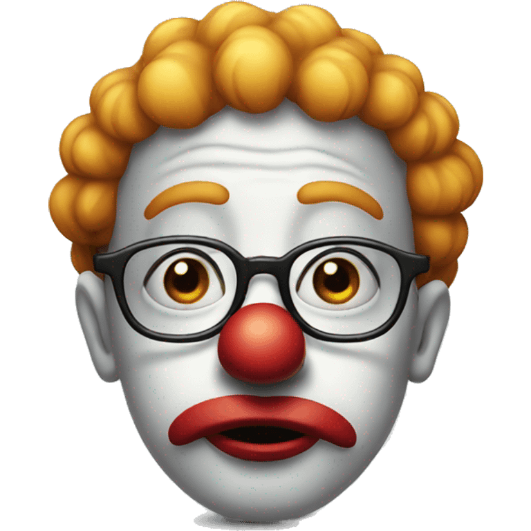 Sad clown with glasses emoji