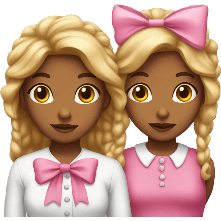 two pink girls with bows emoji