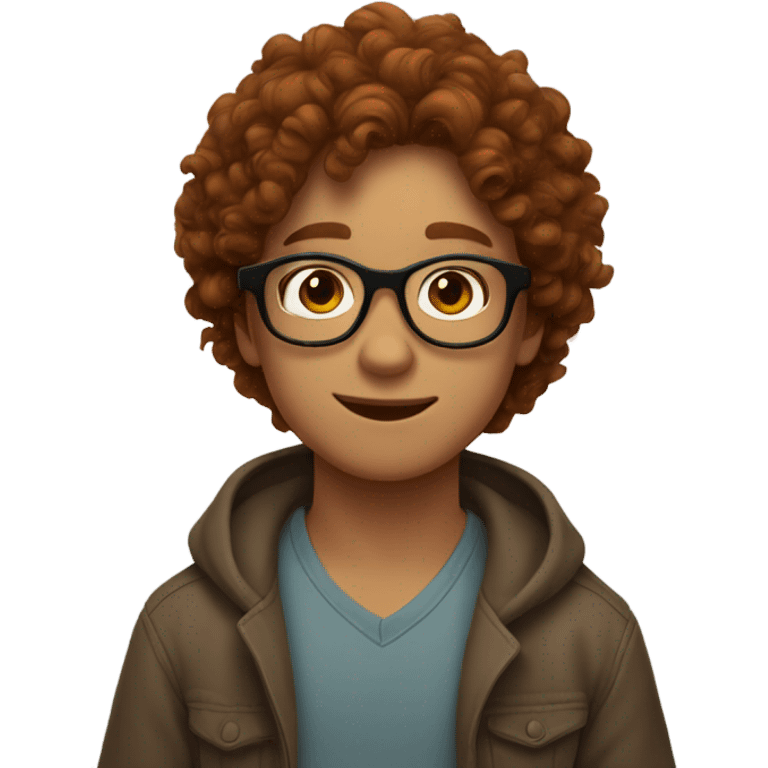 A boy with glasses and dark curly hair hugging a ginger girl emoji