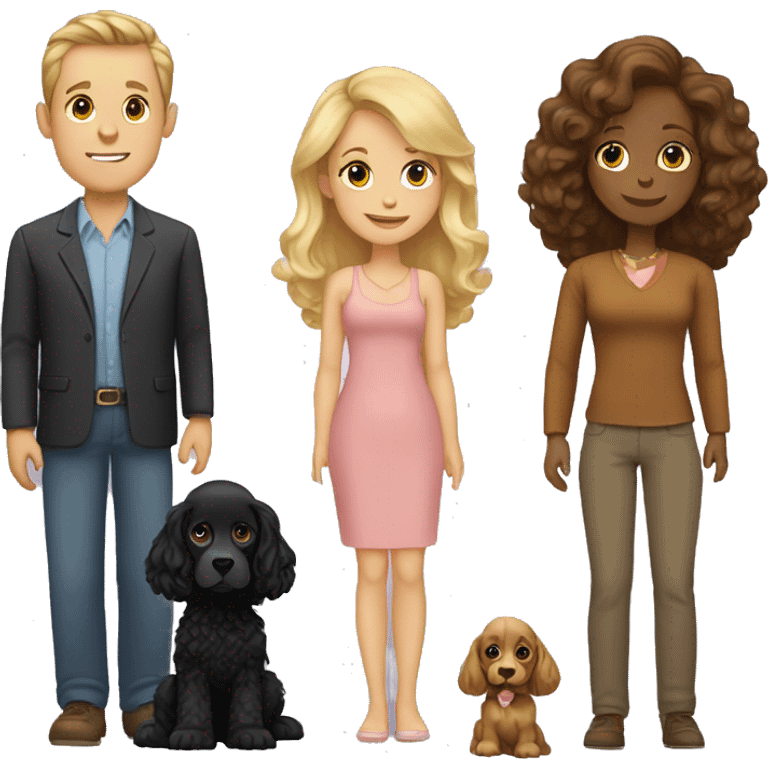 Family, mother blond hair, father brown haire, newborn, black cocker spaniel emoji